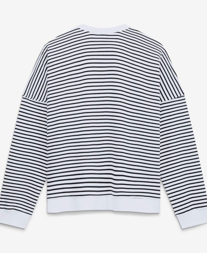 Women's White/Black Washington Commanders Striped Oversized French Terry Sweatshirt