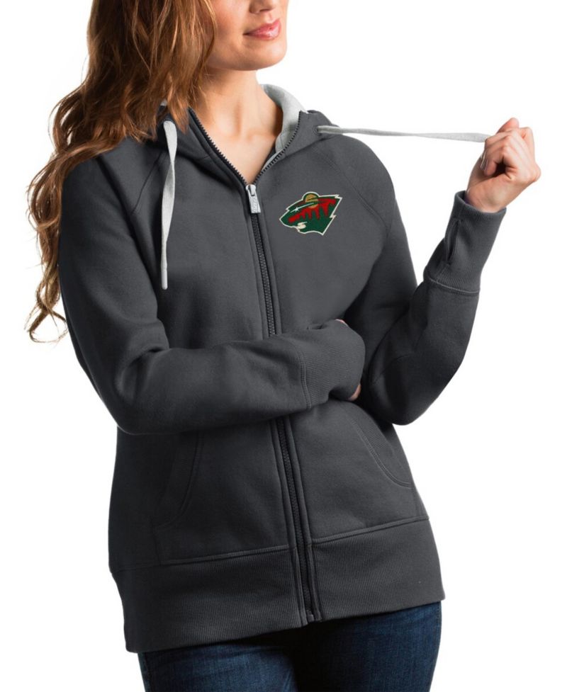Women's Charcoal Minnesota Wild Victory Full-Zip Hoodie