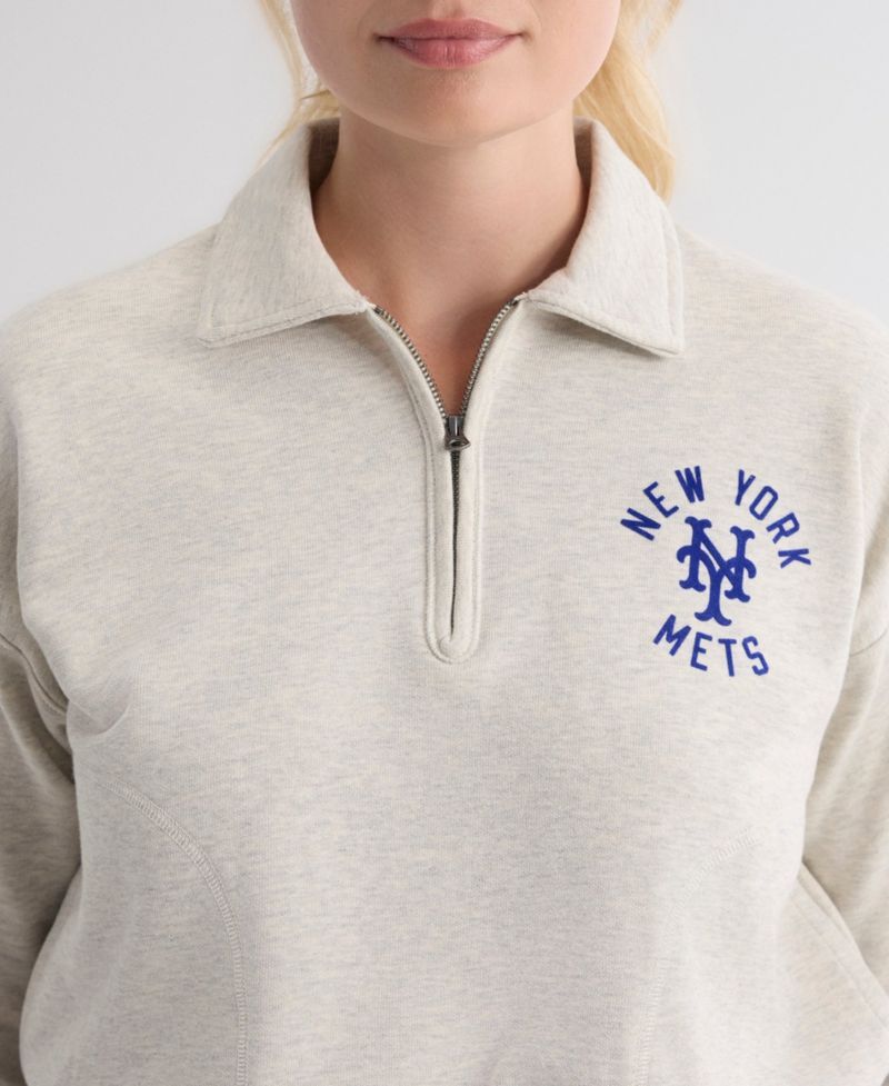 Women's New York Mets Cropped Polo Collar Quarter-Zip Sweatshirt