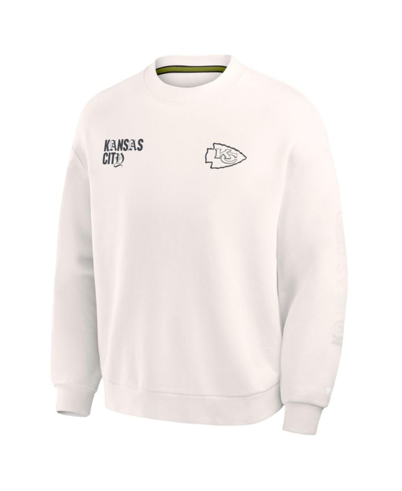 Men's Cream Kansas City Chiefs Oversized Type Play Multi Sweatshirt