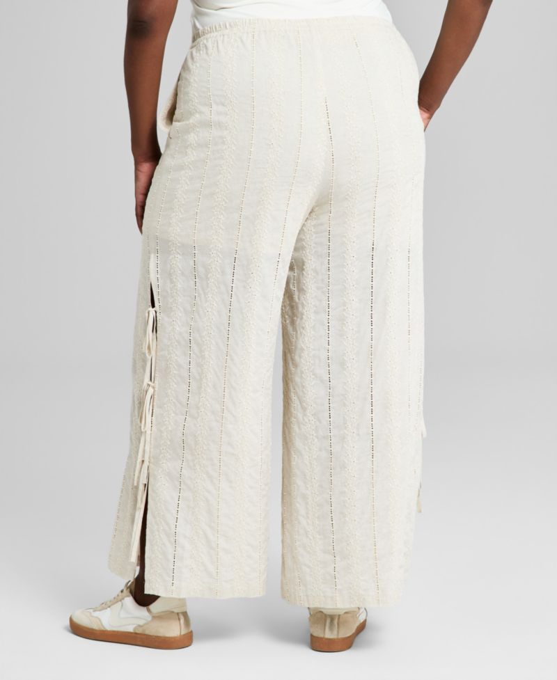 Trendy Plus Size Embroidered Wide-Leg Pants