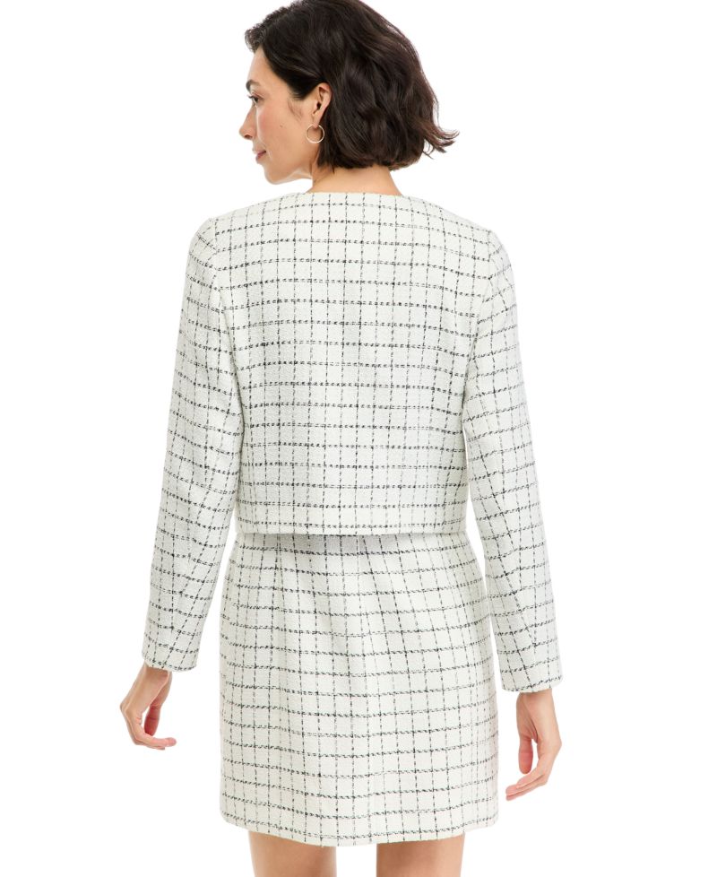 Women's Festive Boucl&eacute; Lady Jack Plaid Cropped Jacket