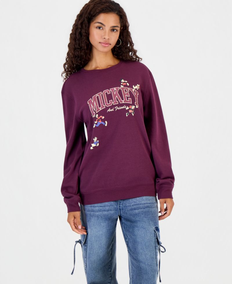Juniors' Mickey & Friends Fleece Crewneck Sweatshirt