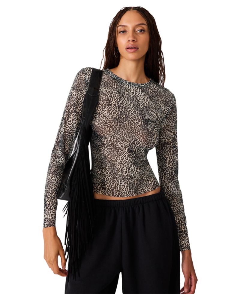 Women's Sandy Long-Sleeve Leopard-Print T-Shirt
