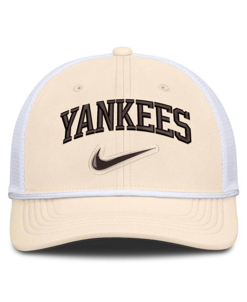 Men's Natural/White New York Yankees Rise Dri-FIT Trucker Adjustable Hat&iquest;