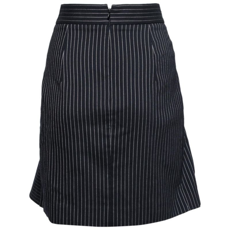 Women's Black Cotton Striped Flared Mini Skirt