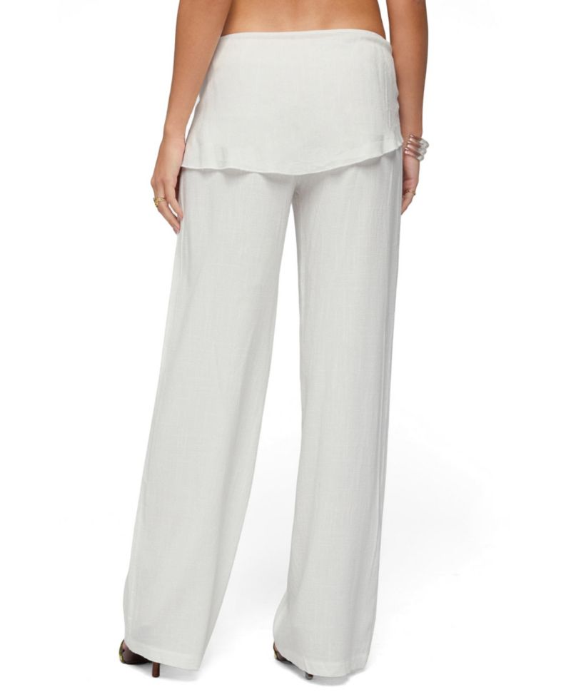 Women's Suki Sarong Belt Low-Rise Wide-Leg Cotton-Linen Blend Pants