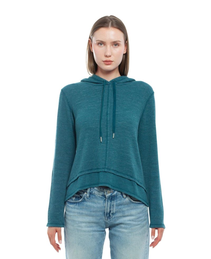 Women's Clothing Long Sleeve Double Peplum Hoodie