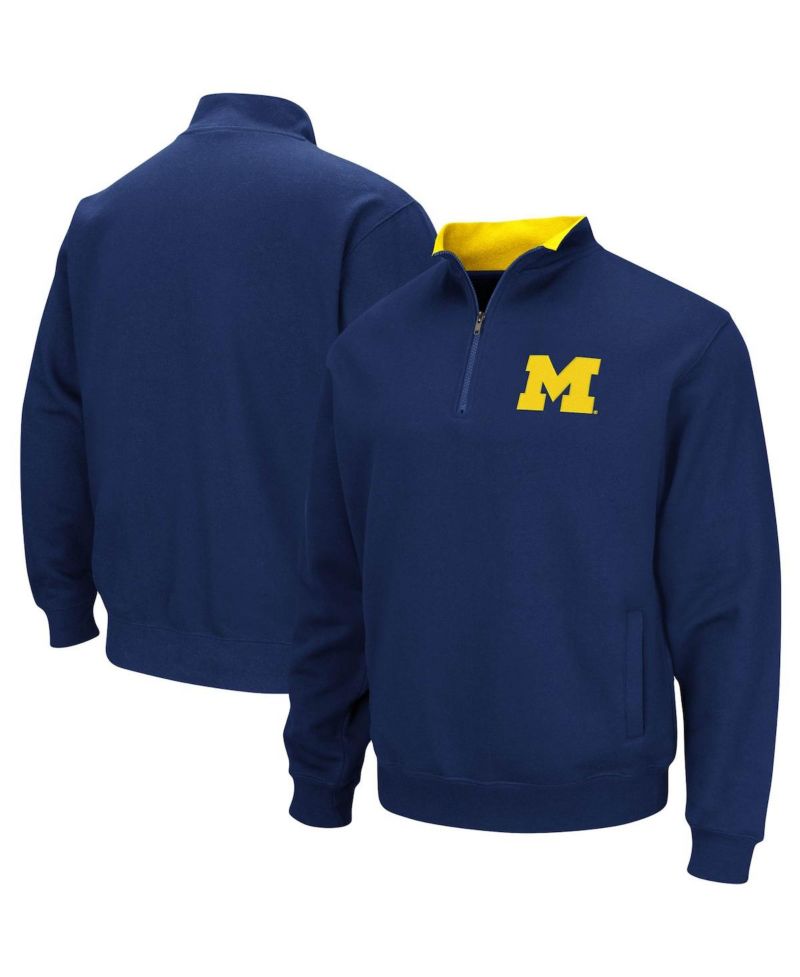 Men's Navy Michigan Wolverines Big and Tall Tortugas Quarter-Zip Jacket