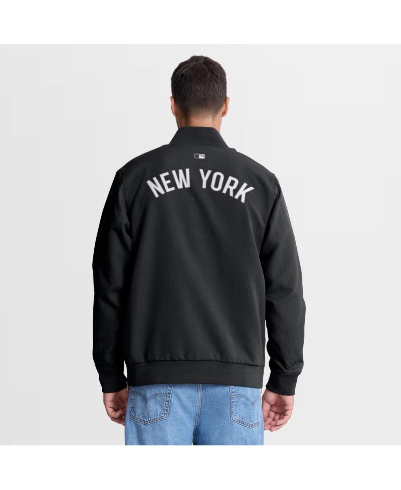Men's Black New York Yankees Authentic Collection Dugout Relaxed Full-Zip Bomber Jacket
