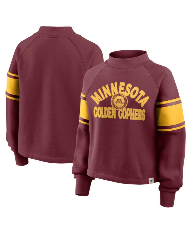 Women's Maroon Minnesota Golden Gophers Oversized Hometown Premium Punt Coverage Raglan Pullover Sweatshirt