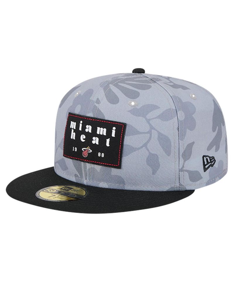 Men's Gray Miami Heat Palm Fronds 2-Tone 59FIFTY Fitted Hat
