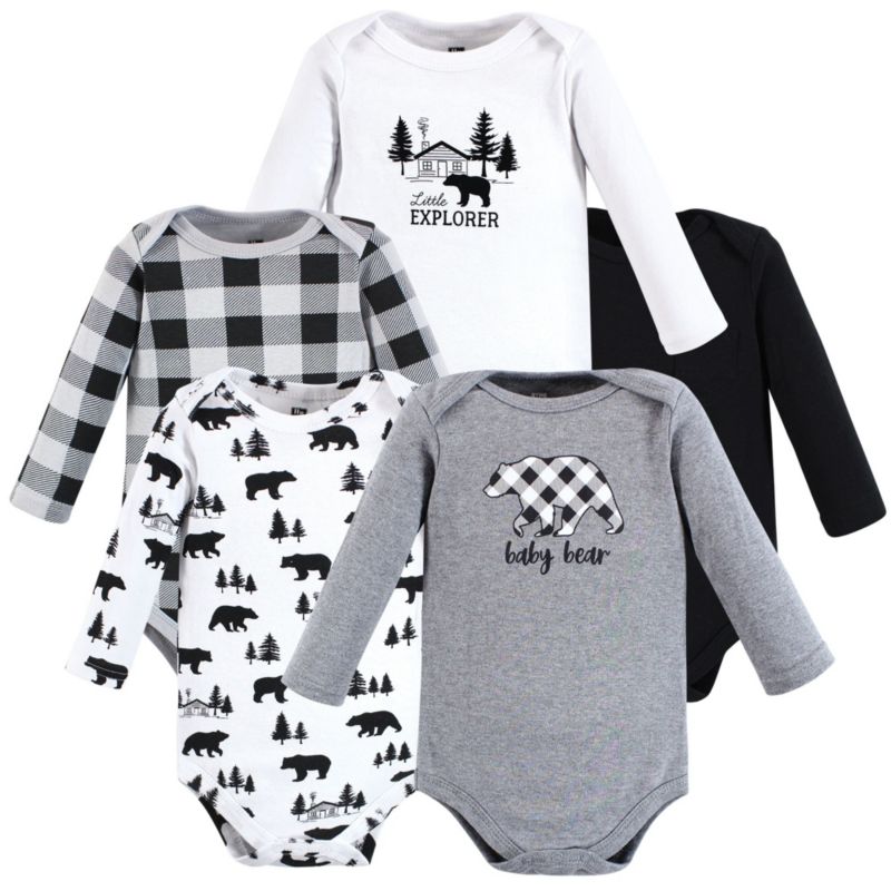 Baby Boys Five-Piece Collection of Long-Sleeve Cotton Bodysuits