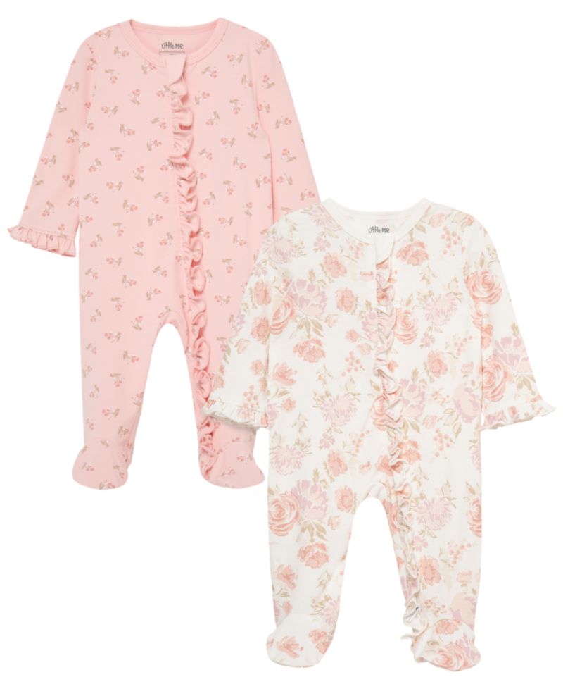 Baby Girls' Long-Sleeve Coverall, 2-Pack