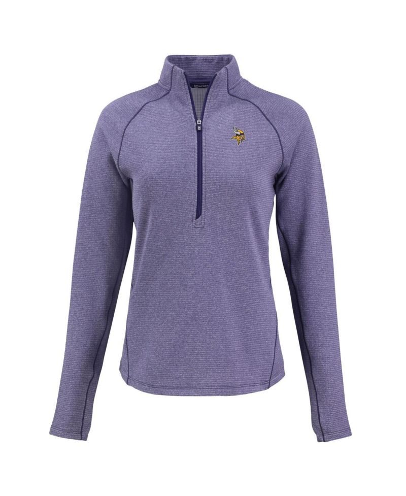 Women's Heather Purple Minnesota Vikings Peshastin Eco Fleece Tri-Blend Raglan Half-Zip Jacket