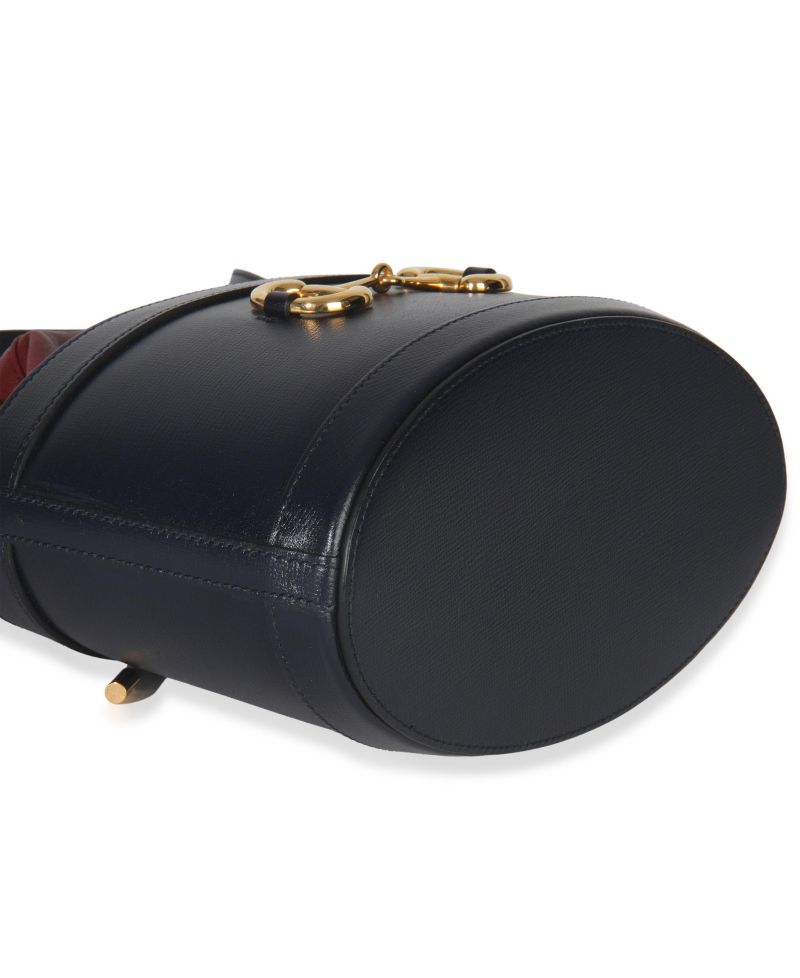 Red Navy Calfskin Horsebit 1955 Drawstring Bucket Bag