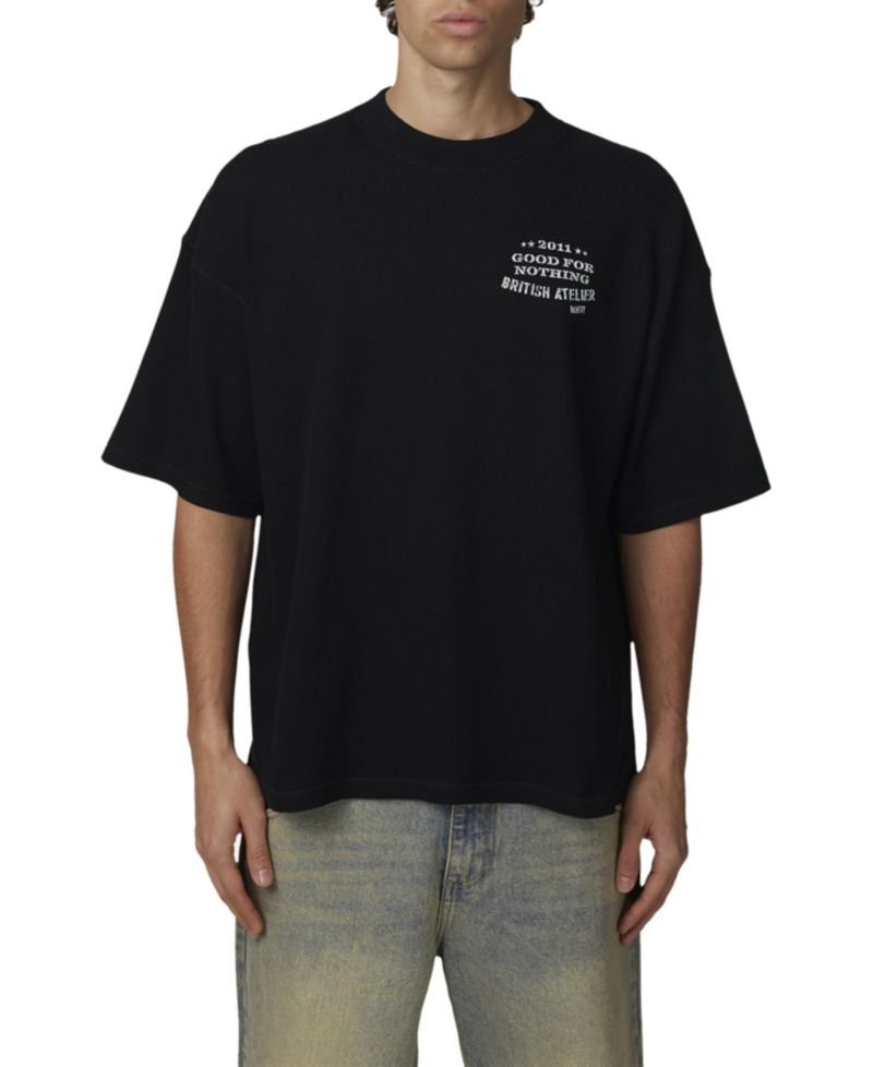Men's Stamp Boxy-Fit Screenprinted Waffle-Knit T-Shirt