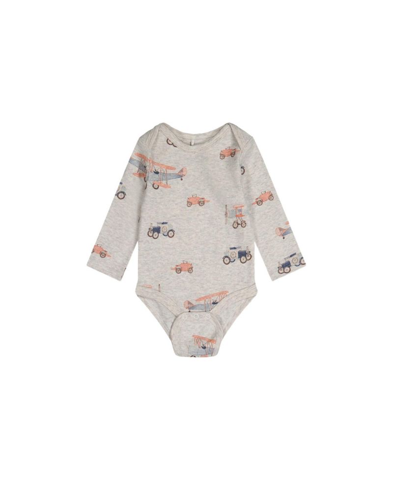 Baby Boys 3M-24M Three Pack Cotton Onesie Beige Printed Airplanes