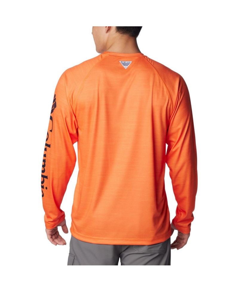 Men's Orange Auburn Tigers PFG Terminal Tackle Omni-Shade Raglan Long Sleeve T-shirt