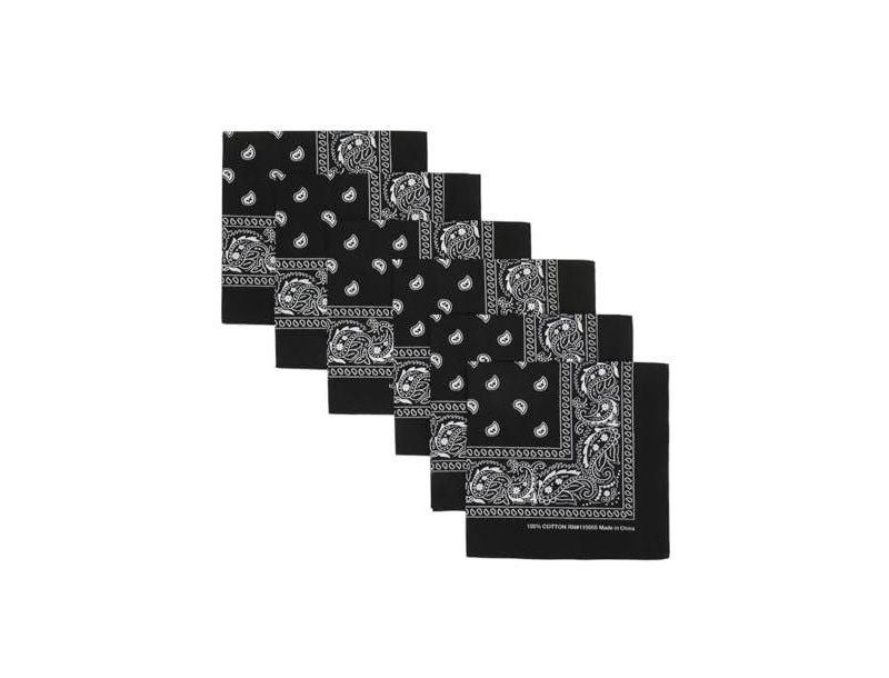 Lightweight Black 22"x22" 6-Pack Bandana Set