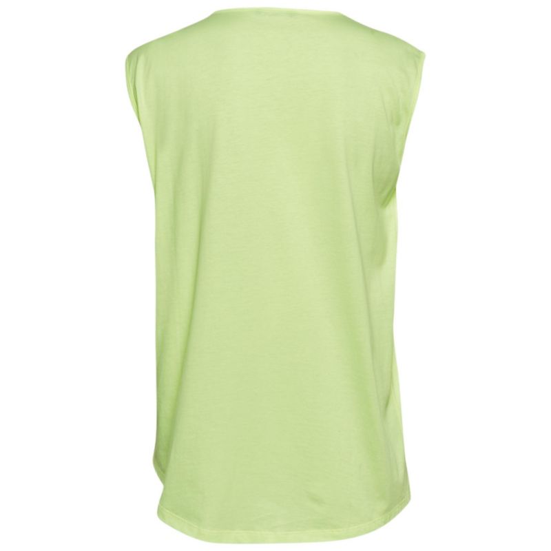 Women's Fluorescent Green Logo Print Jersey Sleeveless T-Shirt