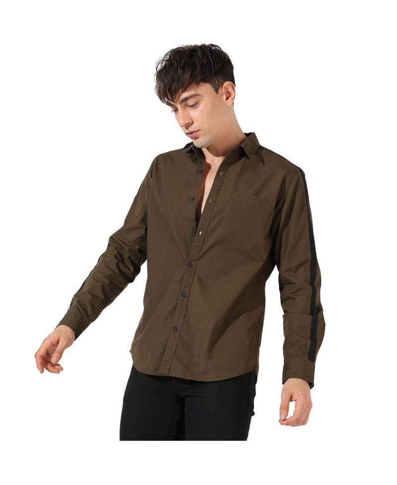 Men's Olive Green Side Striped Shirt