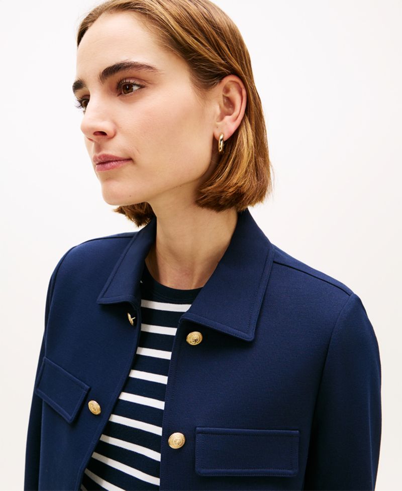 Women's Ponte Knit Band Collar Jacket