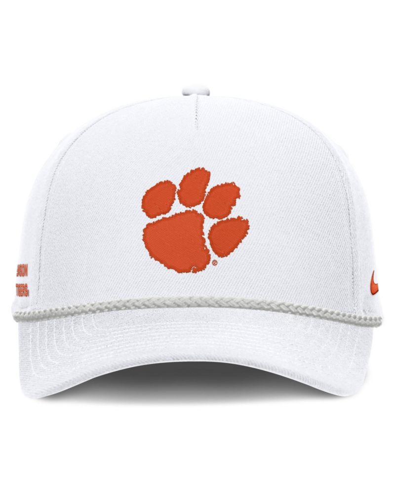 Men's and Women's White Clemson Tigers Rope Rise Adjustable Hat