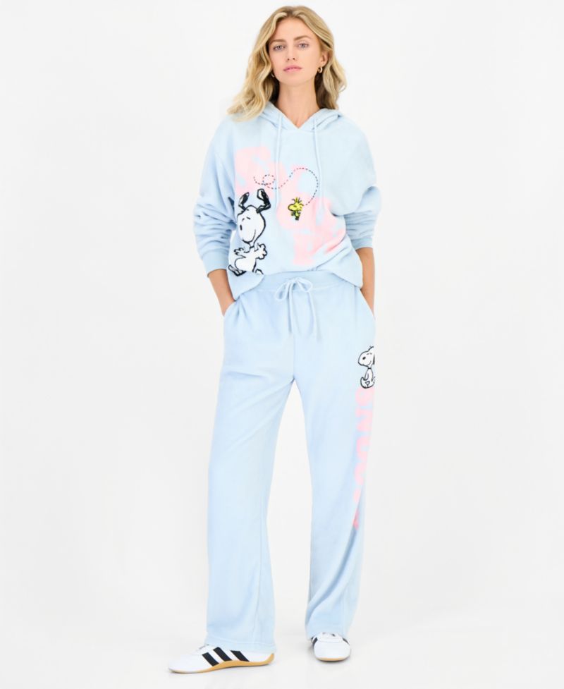 Juniors' Snoopy Woobie Wide-Leg Fleece Pants