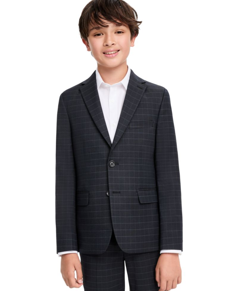 Boys' Window Slim Windowpane Plaid Blazer and Dress Pants, 2-Piece Set