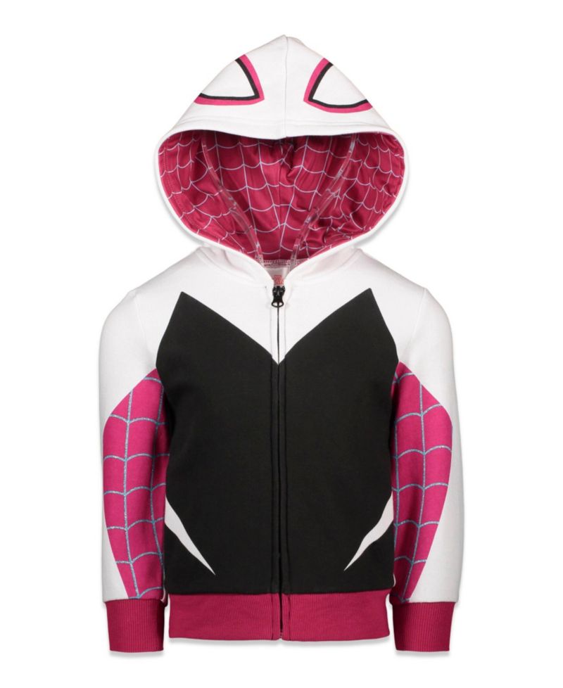 Girls Spider-Man Spider-Gwen Ghost Spider Fleece Zip Up Hoodie to