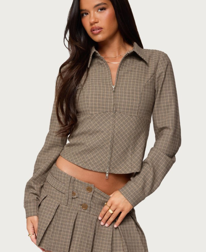 Women's Lockette Plaid Pleated Mini Skirt