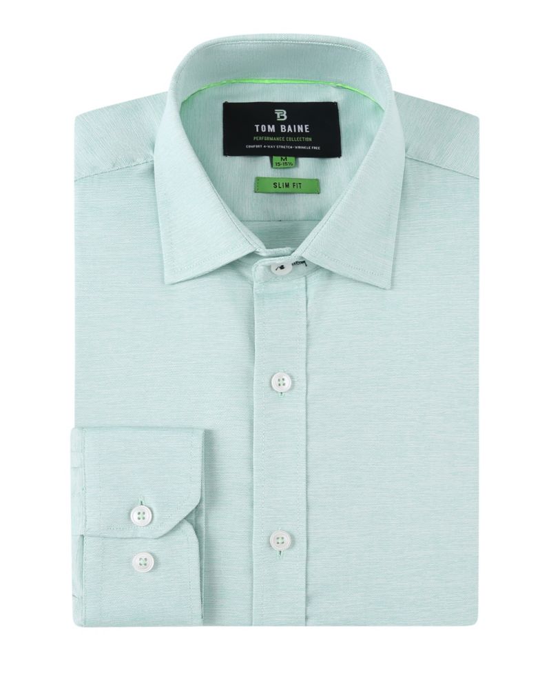 Men's Performance Solid Long Sleeve Button Down Dress Shirt
