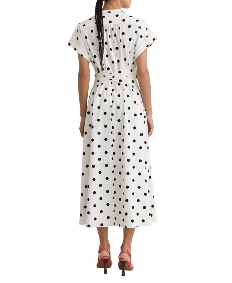 Women's Sawyer Cotton Polka-Dot Belted Midi Dress with Stretch
