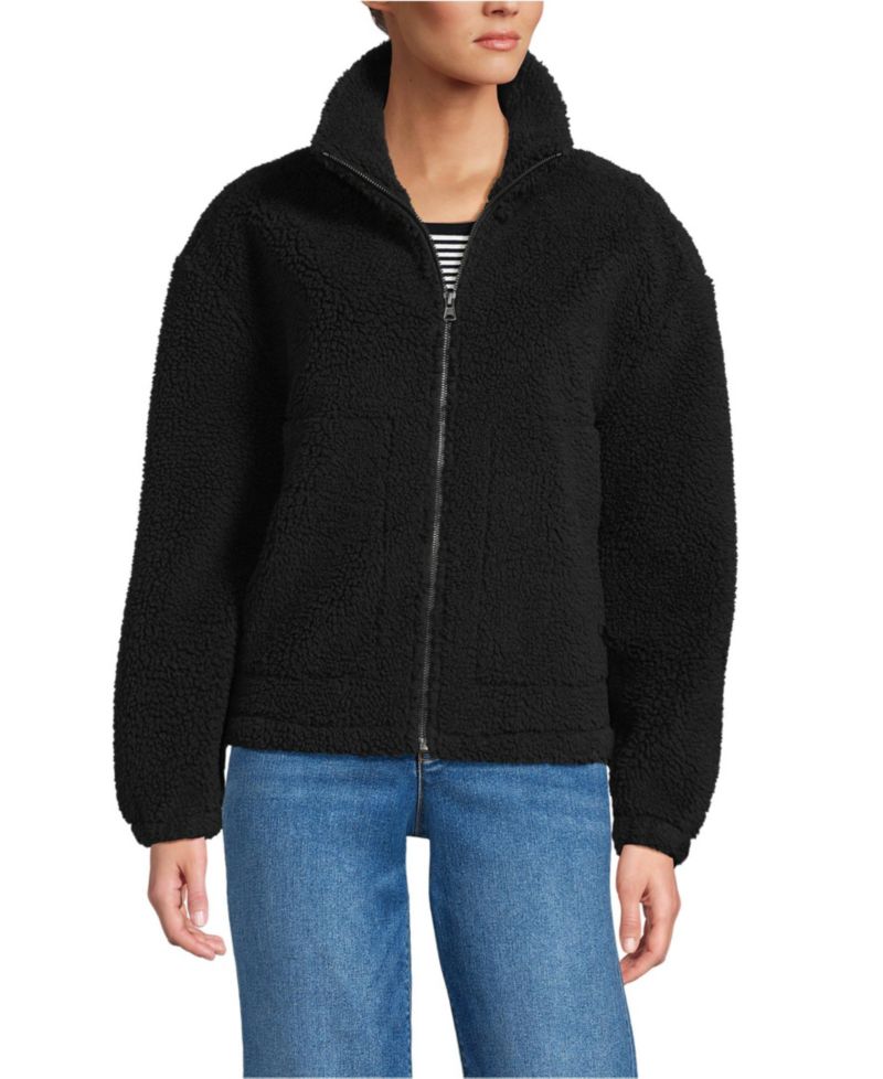 Women's Faux Shearling Zip Front Fleece Jacket