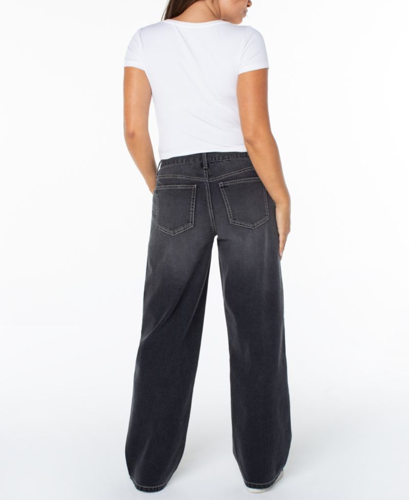 Juniors' Dark-Wash Mid-Rise Straight-Leg Denim Jeans