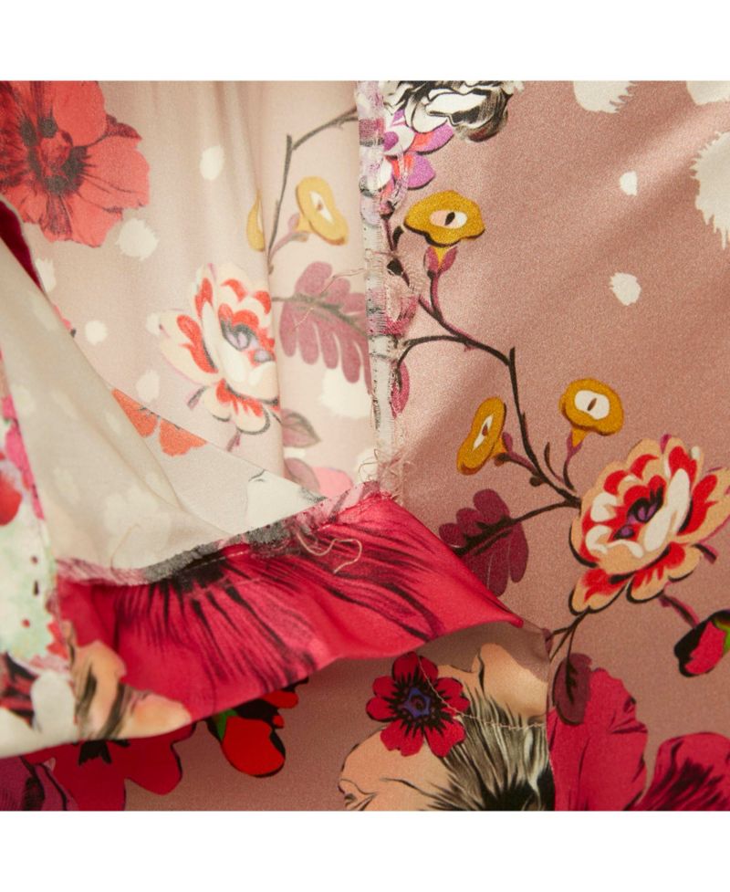 Women's Multicolor Floral Print Silk Straight Leg Pants