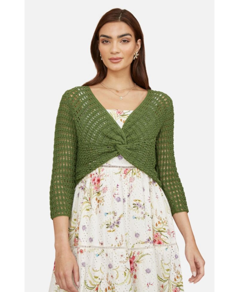 Women's Crochet Cotton Twisted Bolero Sweater