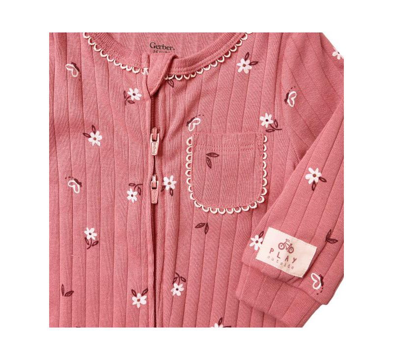 Baby Girls' Long-Sleeve 2-Way Zipper Ribbed Romper