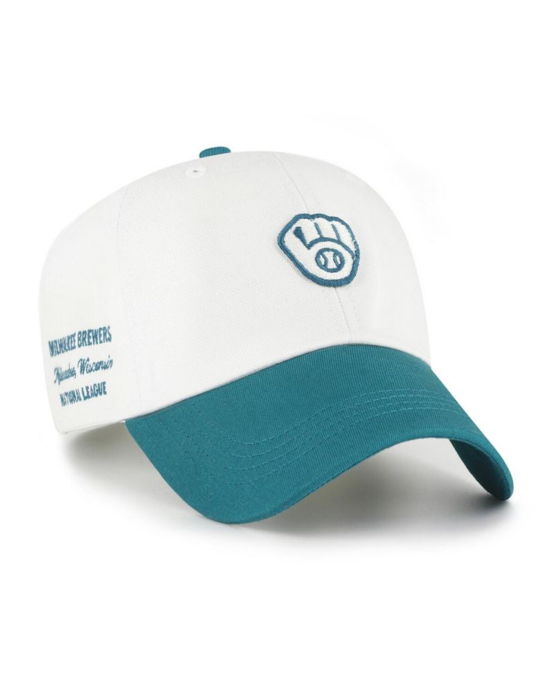 Men's White/Teal Milwaukee Brewers Contemporary Tonal Clean Up Adjustable Hat