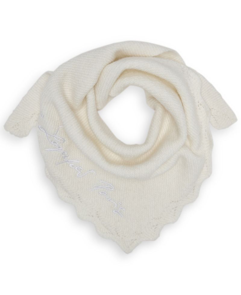 Scallop Edge Embroidered Logo Triangle Scarf
