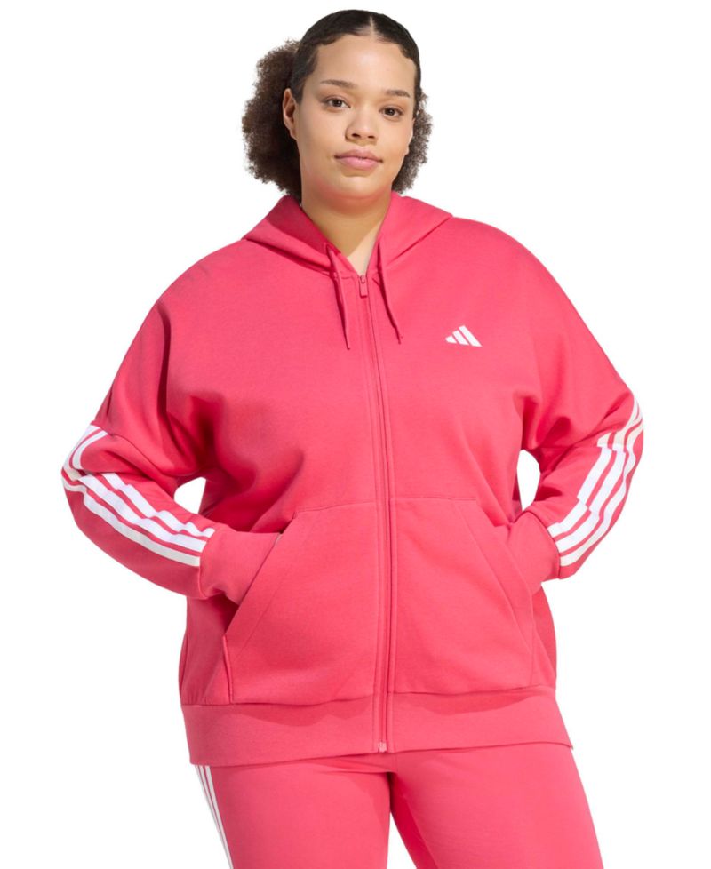 Plus Size Essentials 3-Stripes Full-Zip Fleece Hoodie