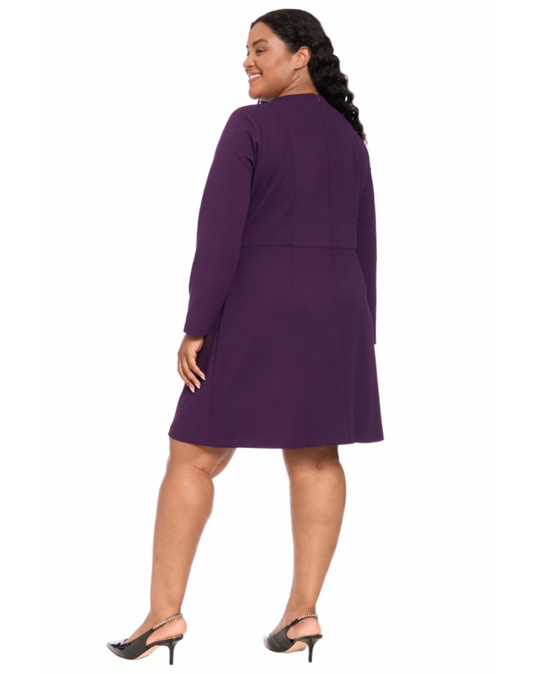 Petite Long-Sleeve A-Line Crewneck Dress