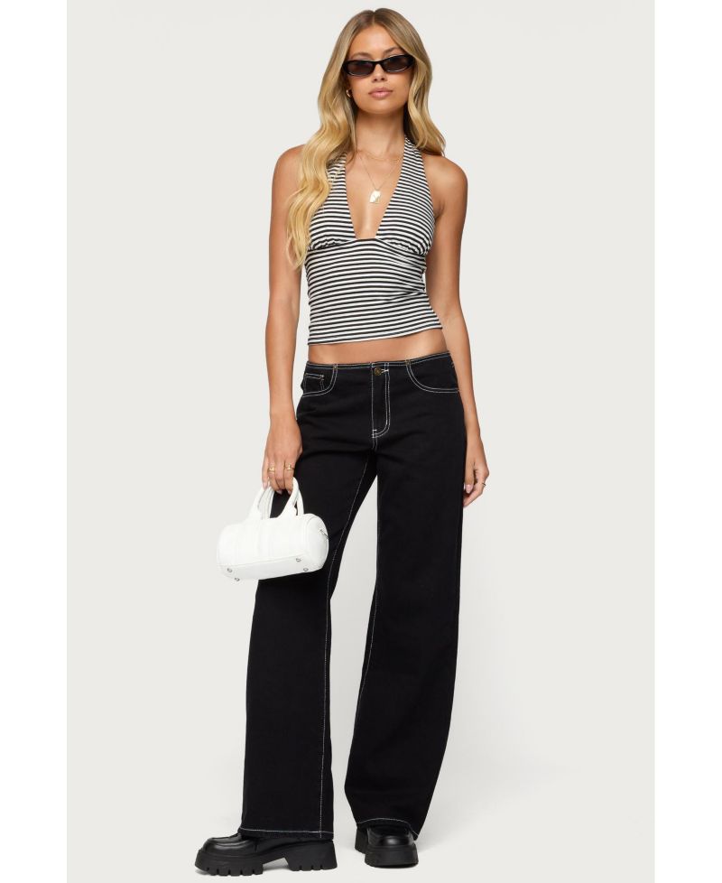 Women's Sage Striped Halter Top