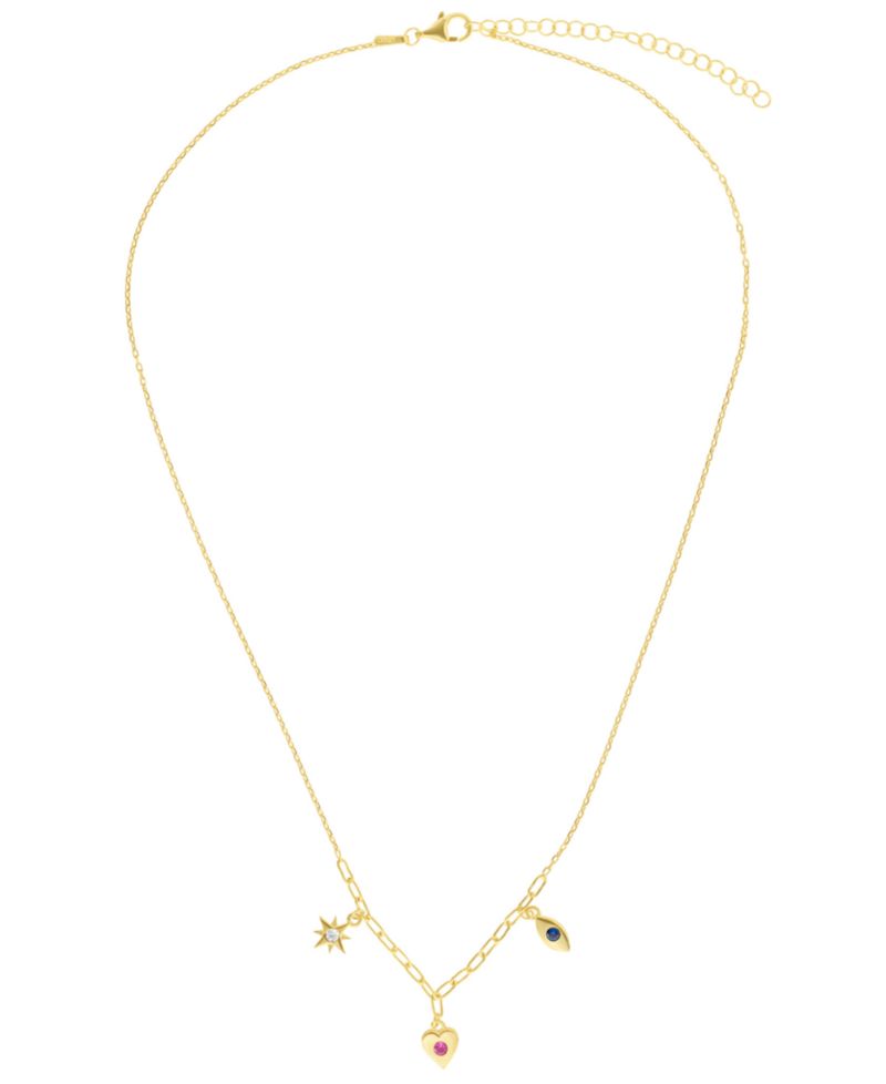 Cubic Zirconia Starburst Necklace (0.12 ct. t.w.) in 14k Gold Over Sterling Silver