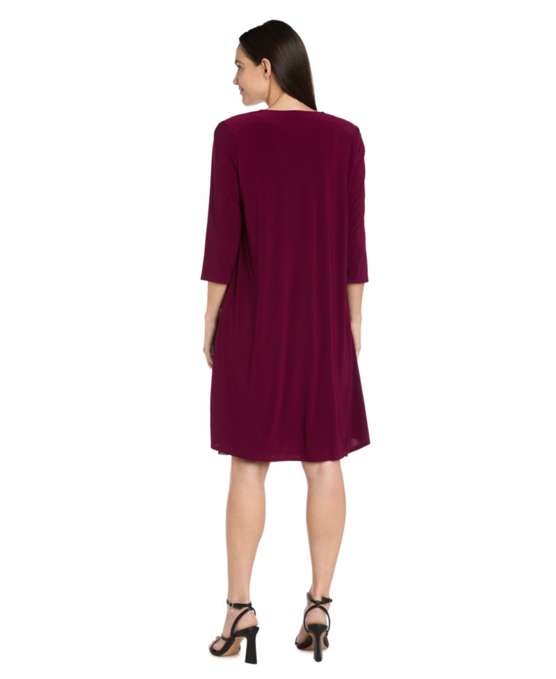 Women's Printed Interlock Twist Yarn Jacket Dress, 2-Piece Set