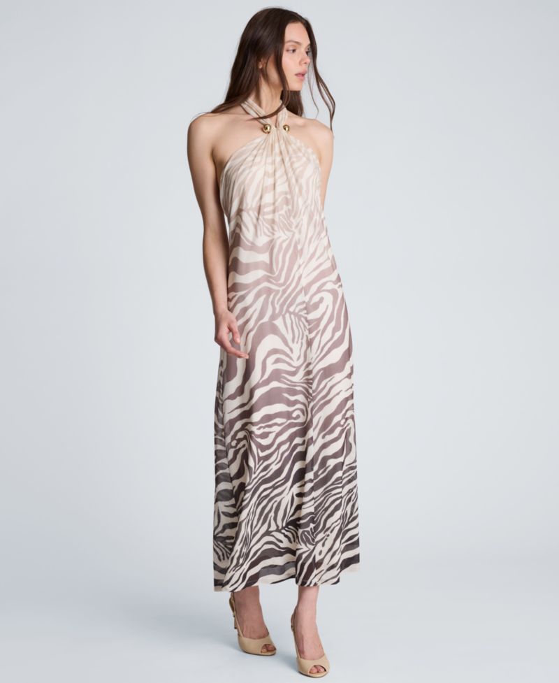 Women's Halter Neck Mesh Midi Dress
