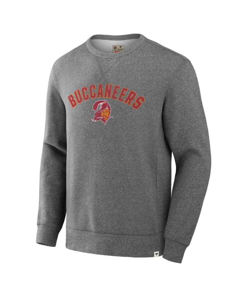 Men's Heather Gray Tampa Bay Buccaneers Loop Terry Pullover Sweatshirt