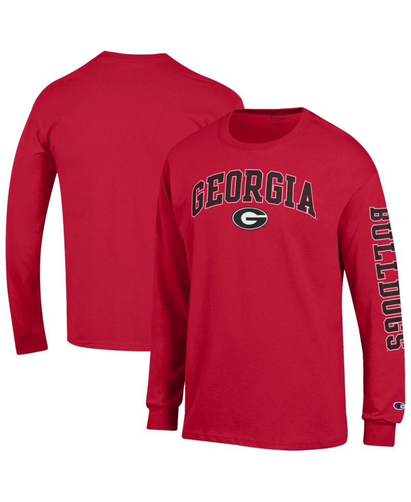Men's Red Georgia Bulldogs Arch Over Logo 2-Hit Long Sleeve T-Shirt