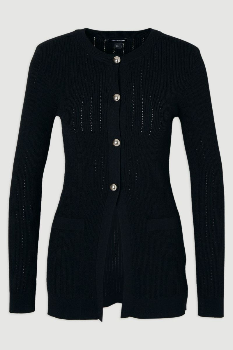 Women's Dome Button Longline Knitted Cardi